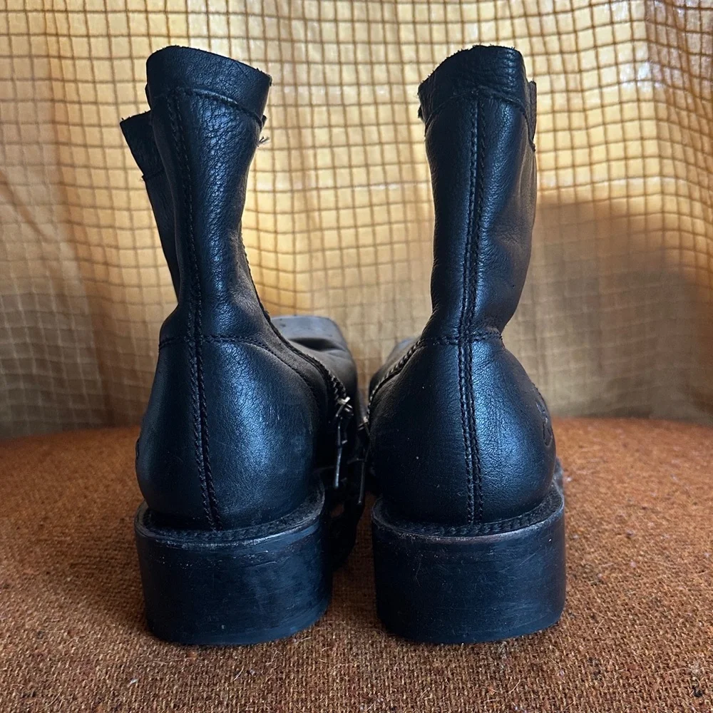 John Fluevog Black Leather Combat Boots - Picture 4 of 9